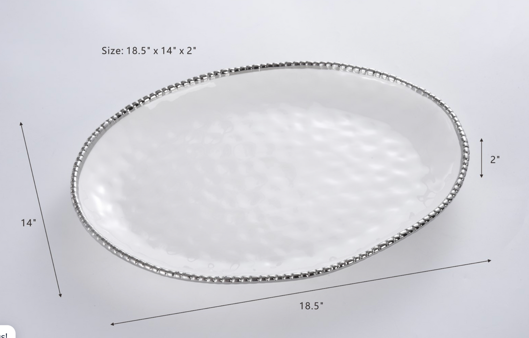SILVER & WHITE SALERNO OVAL PLATTER
