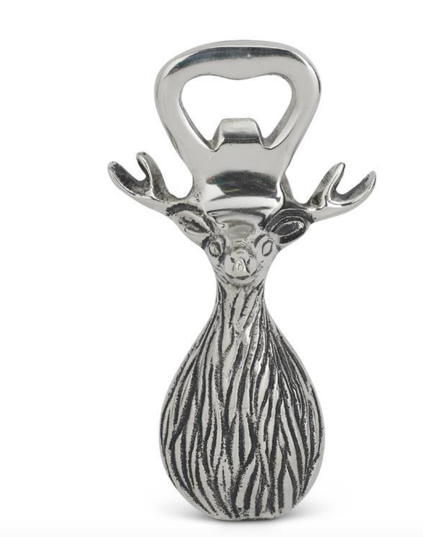 5.5 INCH POLISHED SILVER DEER HEAD BOTTLE OPENER
