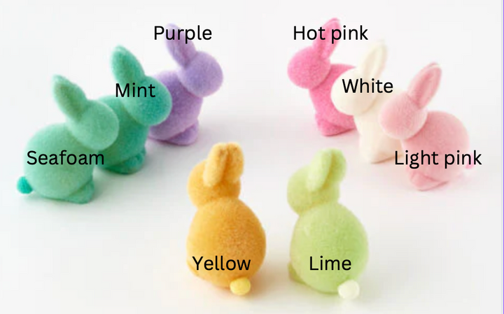 FLOCKED BUNNY WITH POM POM TAIL