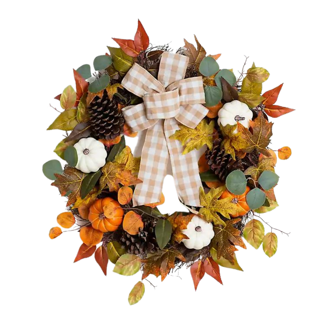 PUMPKIN MAPLE LEAF HARVEST WREATH