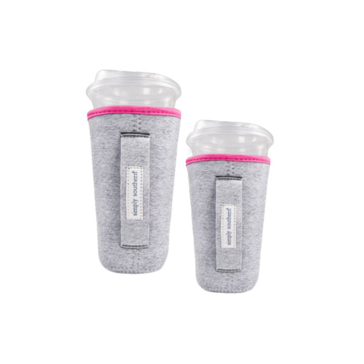 GREY & PINK SOLID DRINK SLEEVE