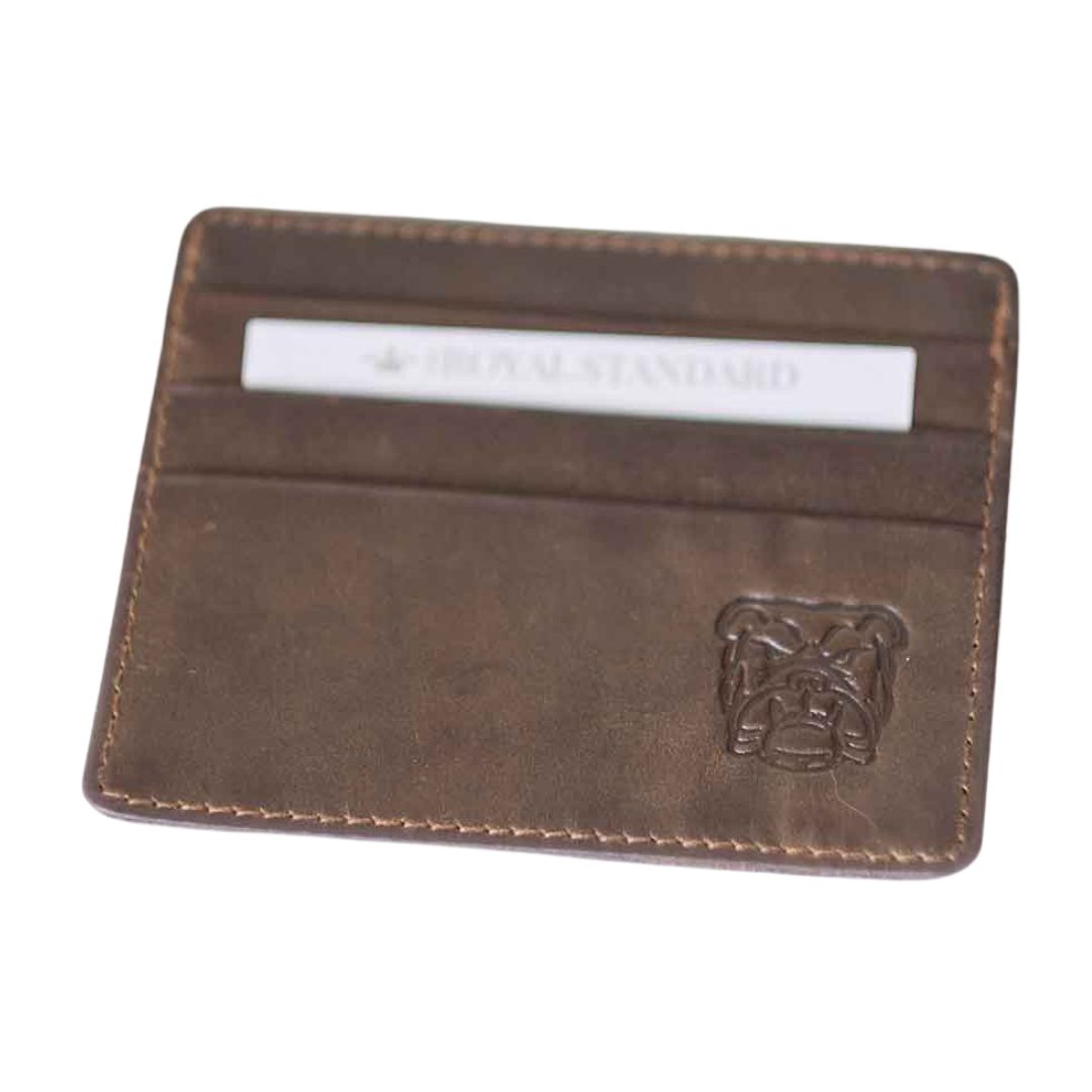 DARK BROWN BULLDOG LEATHER EMBOSSED SLIM WALLET