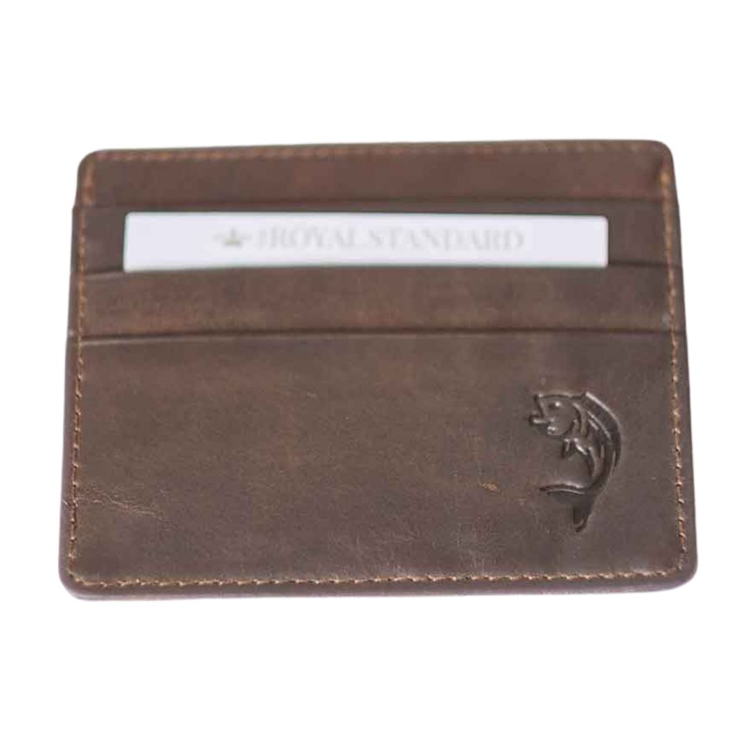 DARK BROWN FISH LEATHER EMBOSSED SLIM WALLET