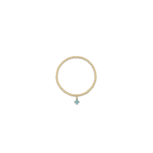 CLASSIC GOLD 3MM BEAD BRACELET, SIGNATURE CROSS CHARM