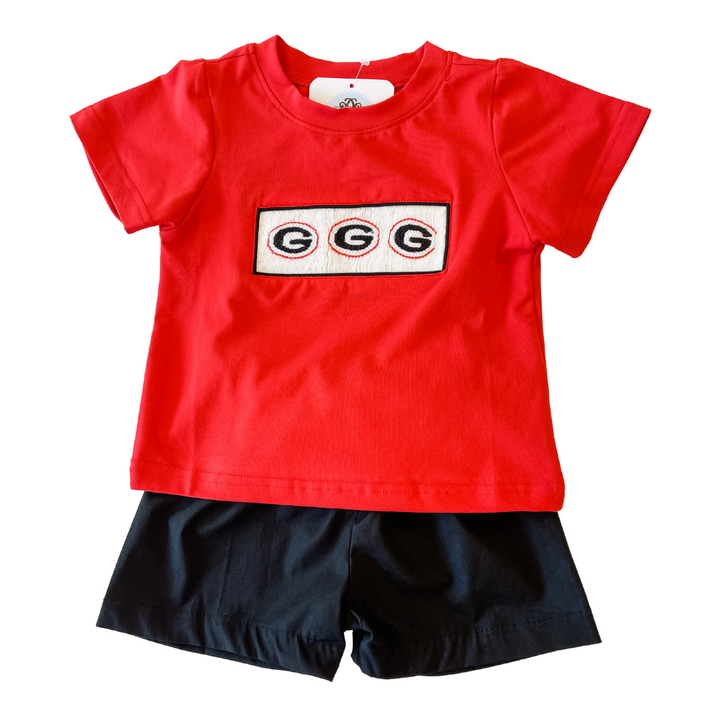 FINAL SALE RED GAME DAY SMOCKED SET