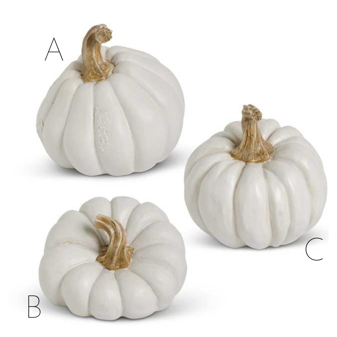 WHITE RESIN PUMPKIN