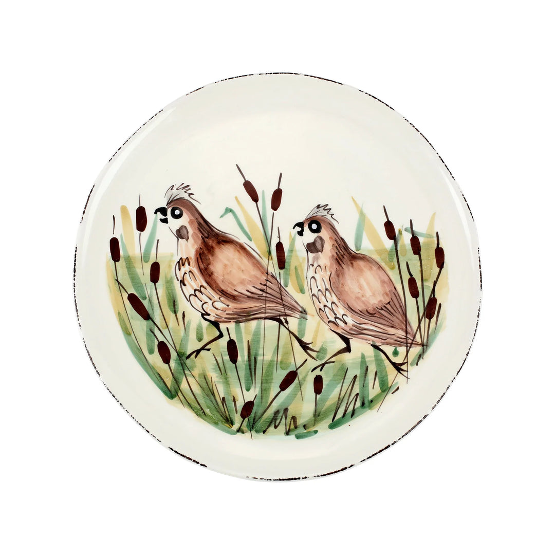 WILDLIFE QUAIL ROUND PLATTER