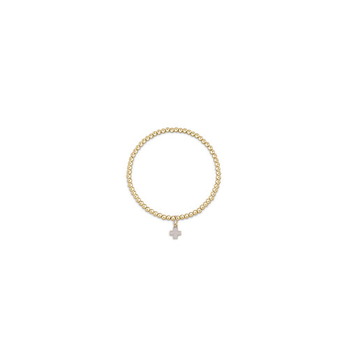 CLASSIC GOLD 3MM BEAD BRACELET, SIGNATURE CROSS CHARM