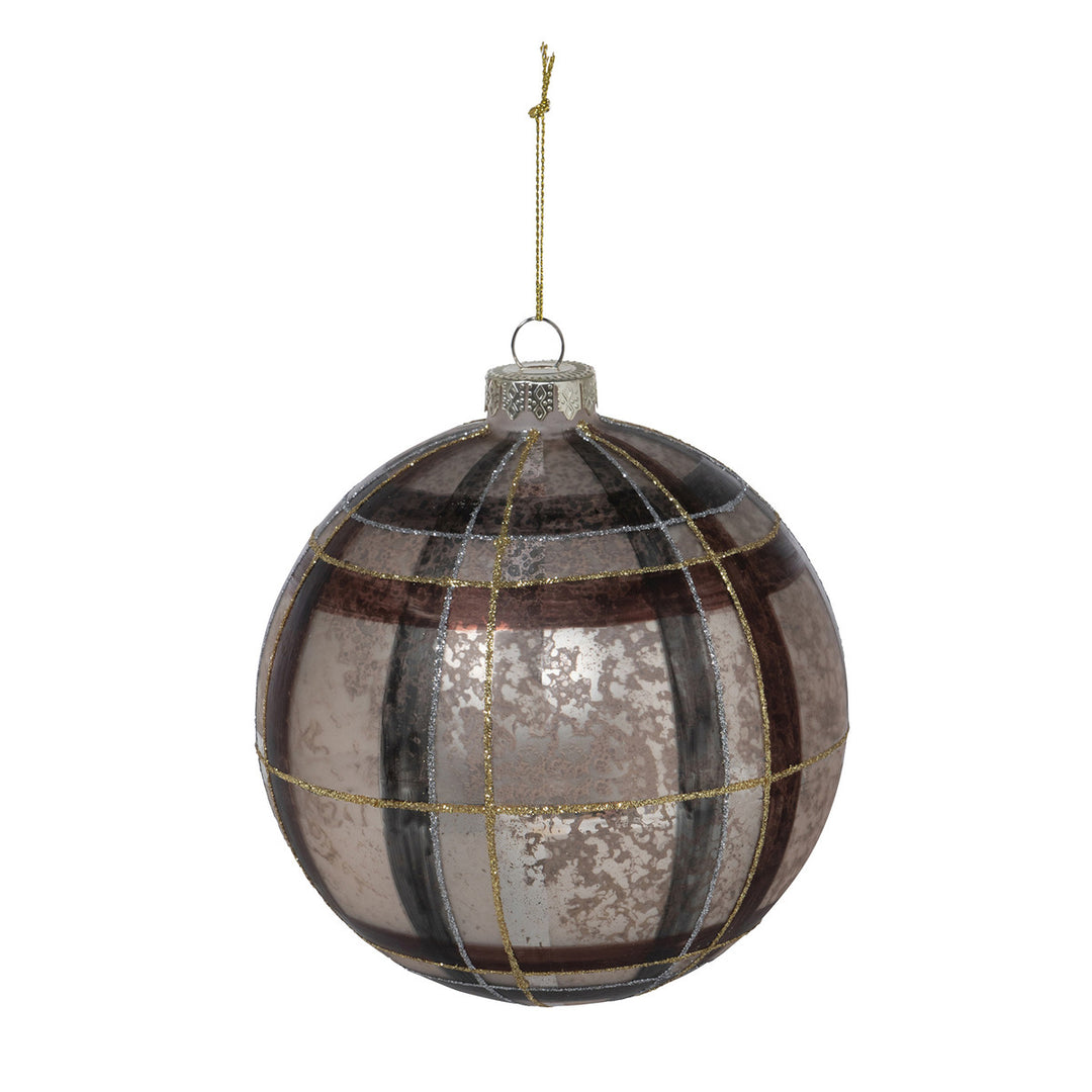 CABIN PLAID GLASS ORNAMENT