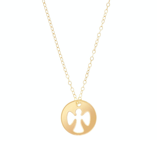 16" NECKLACE GOLD, GUARDIAN ANGEL CHARM