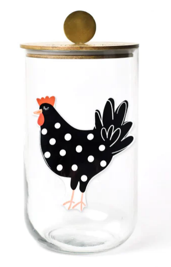 BIG WOODEN LID HAPPY EVERYTHING GLASS JAR