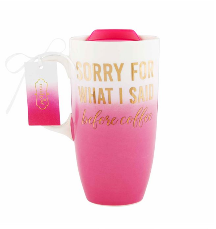 MUDPIE OMBRE TRAVEL MUG, HOT PINK