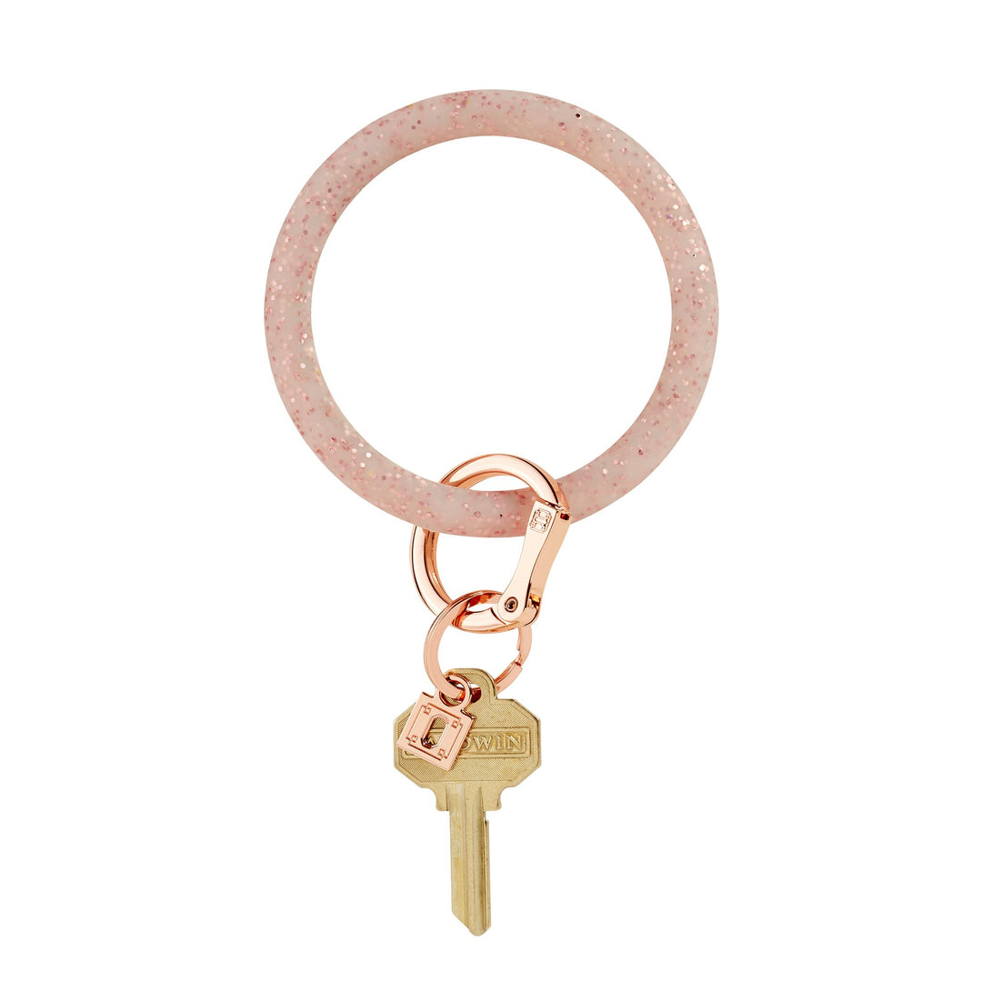 BIG O SILICONE KEY RING IN ROSE GOLD CONFETTI
