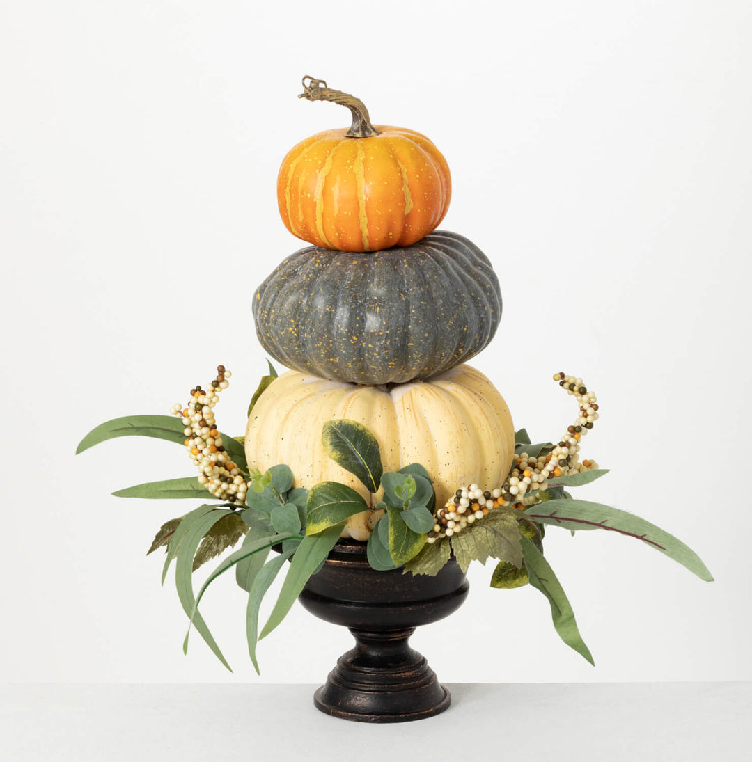TRIPLE PUMPKIN TOPIARY URN
