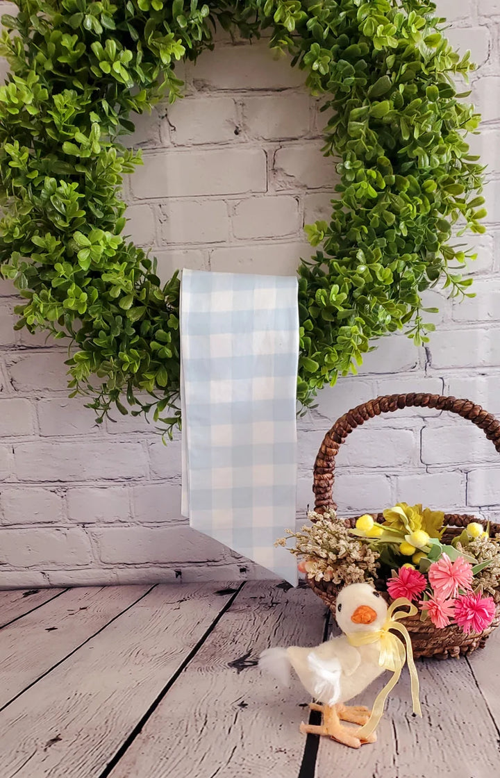 CUSTOM MONOGRAM LIGHT BLUE BUFFALO CHECK WREATH SASH