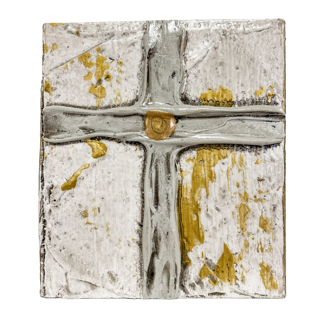 GREY CROSS BLOCK, 4”x4”