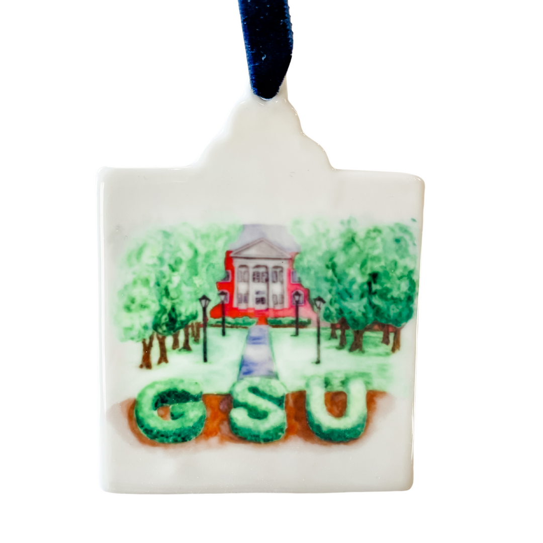 gsu sweetheart circle flat ceramic ornament