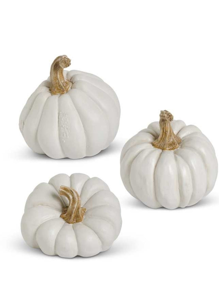 WHITE RESIN PUMPKIN
