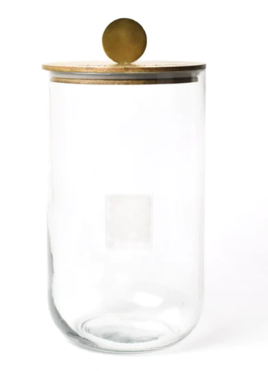 BIG WOODEN LID HAPPY EVERYTHING GLASS JAR