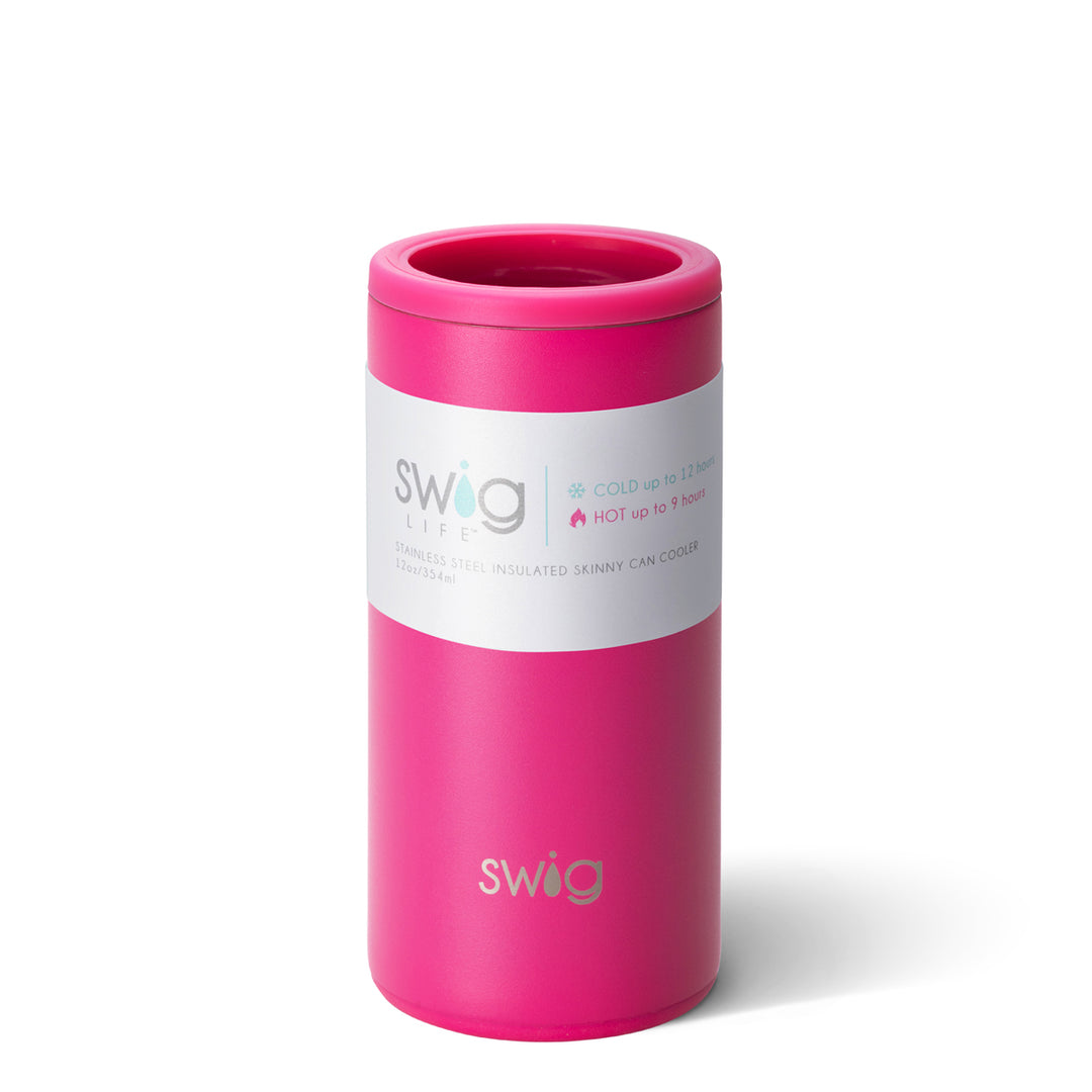 SWIG 12OZ SKINNY CAN COOLER, MATTE HOT PINK