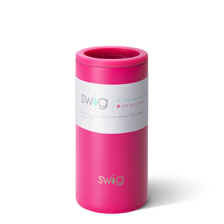 SWIG 12OZ SKINNY CAN COOLER, MATTE HOT PINK
