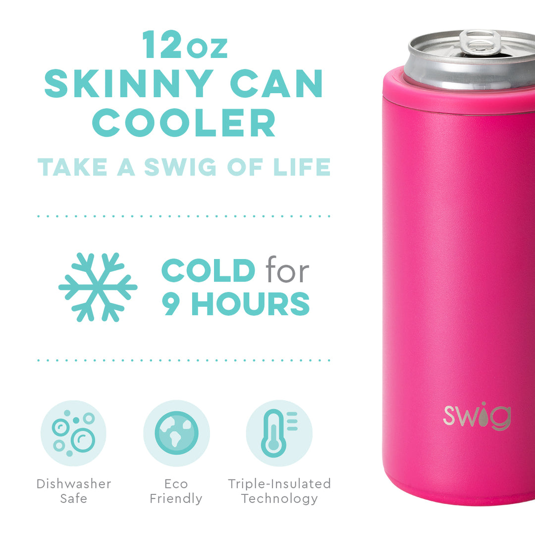 SWIG 12OZ SKINNY CAN COOLER, MATTE HOT PINK