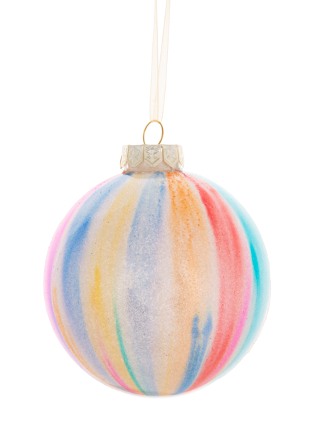colorful rainbow ornaments, classic ball shape