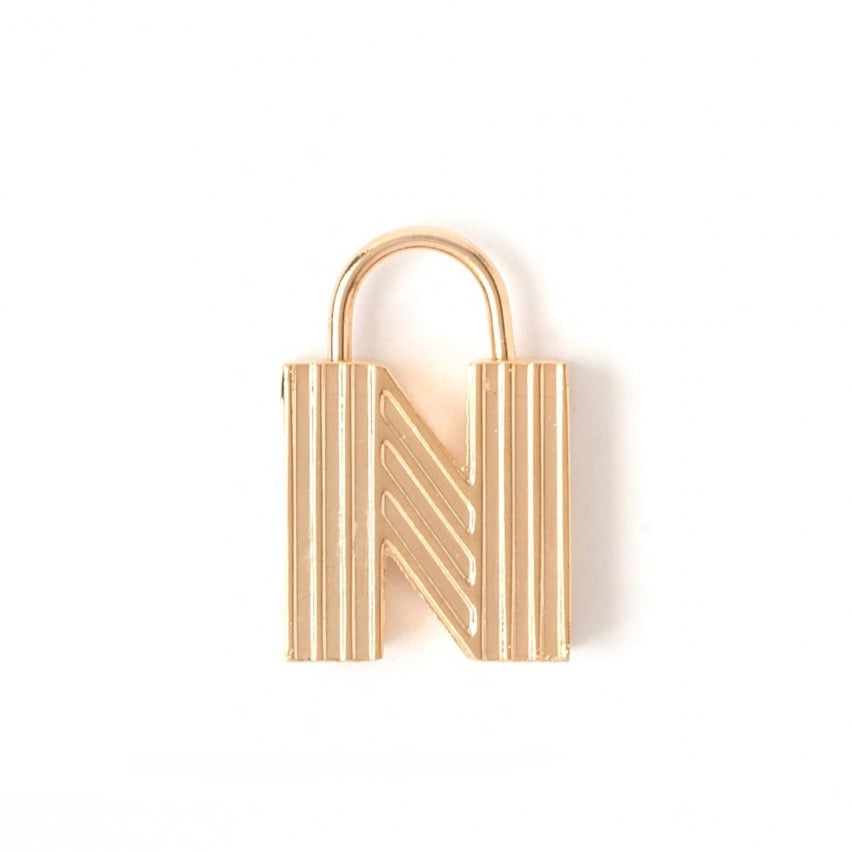 INITIAL N PADLOCK CHARM