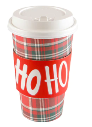 PLAID SANTA HOHOHO SLEEVE HOT/COLD CUP WITH LID