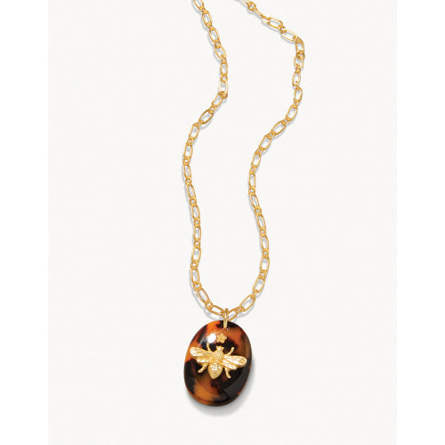30" TORTOISE/BEE RESIN MEDALLION NECKLACE