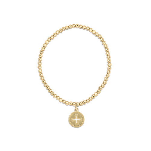 CLASSIC GOLD 3MM BEAD BRACELET, SIGNATURE CROSS GOLD DISC
