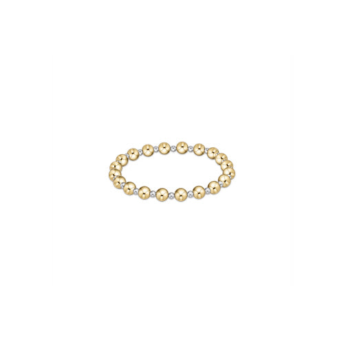 CLASSIC GRATEFUL PATTERN 6MM BEAD BRACELET - MIXED METAL