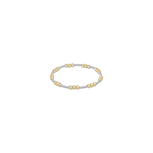 CLASSIC JOY PATTERN 4MM BEAD BRACELET - MIXED METAL