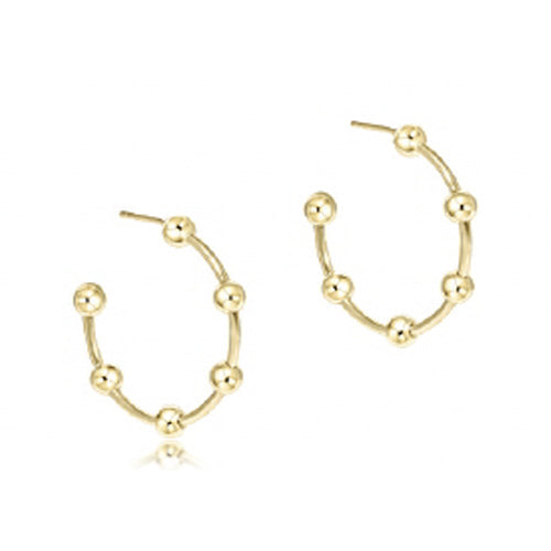 BEADED SIMPLICITY 1.5" POST HOOP - 4MM GOLD