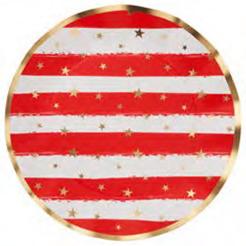PATRIOTIC CONFETTI WAVY DINNER PLATE 8PK