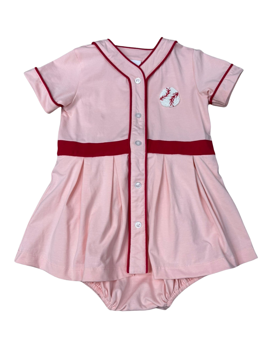 PINK BUBBLE WITH RED DETAIL AND BASEBALL MOTIF