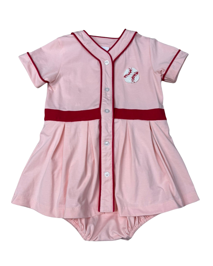 PINK BUBBLE WITH RED DETAIL AND BASEBALL MOTIF