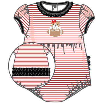 Bulldog Pride Red Ruffle Bubble in Red