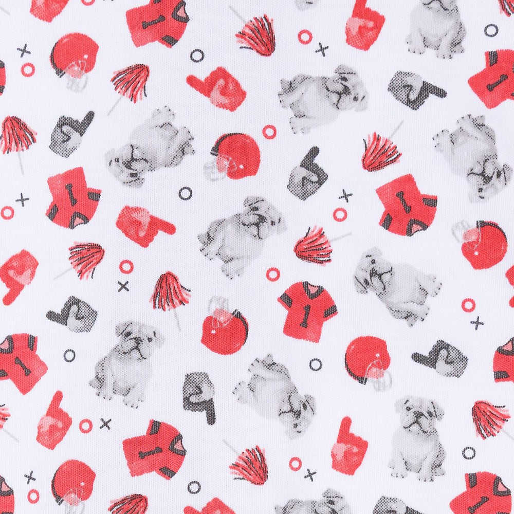 bulldog, red jersey print