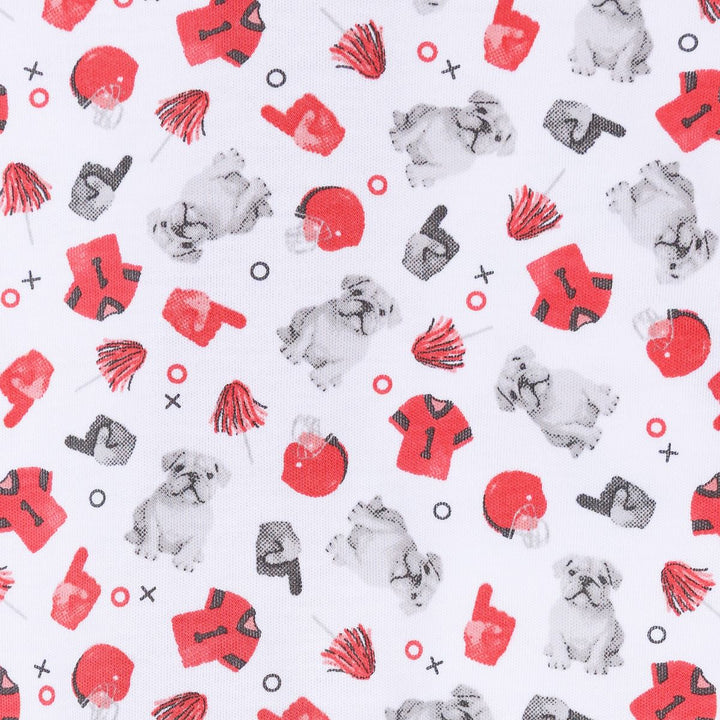 bulldog, red jersey print