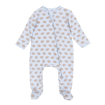 Tiny Tailgater Light Blue Zip Footie in Light Blue