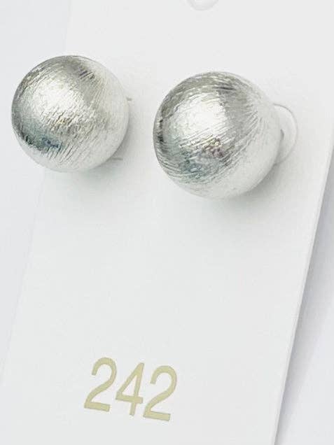 SILVER BIG BALL STUD EARRINGS
