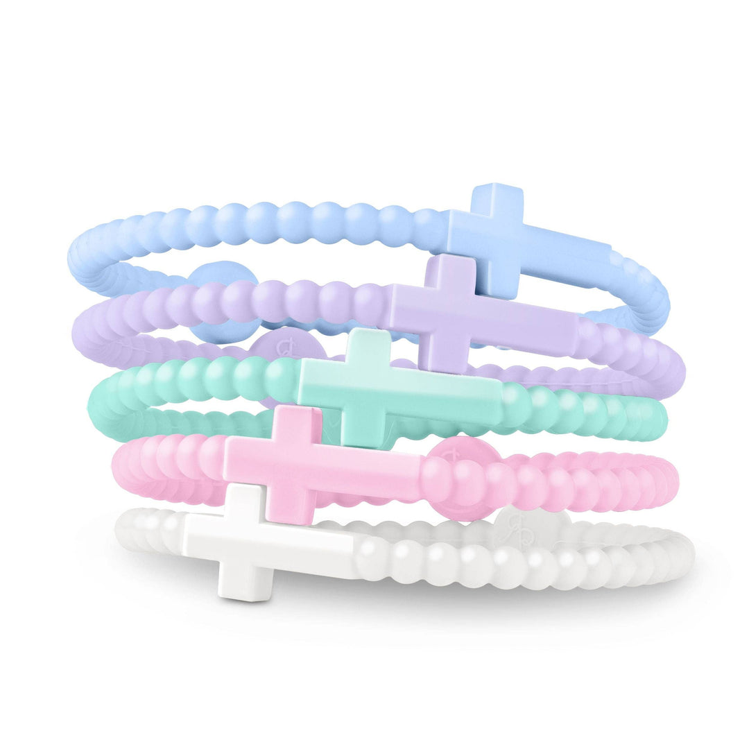 Cotton Candy set of five silicone cross bracelets