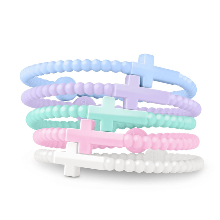 Cotton Candy set of five silicone cross bracelets