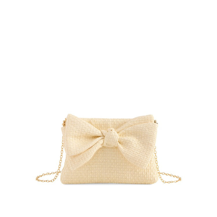 Ivory Vera Bow Clutch – Elegant Ivory Clutch with Statement Bow for Weddings and Special Occasions | Walker Boutique