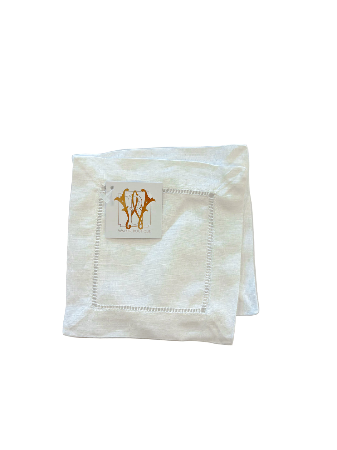 White Linen Cocktail Napkin Set – Classic Hemstitch Hostess Napkins | Walker Boutique