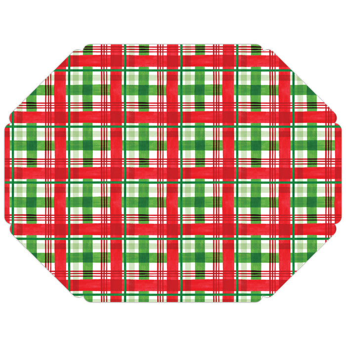HOLIDAY GREEN & RED PLAID POSH DIE CUT PLACEMAT