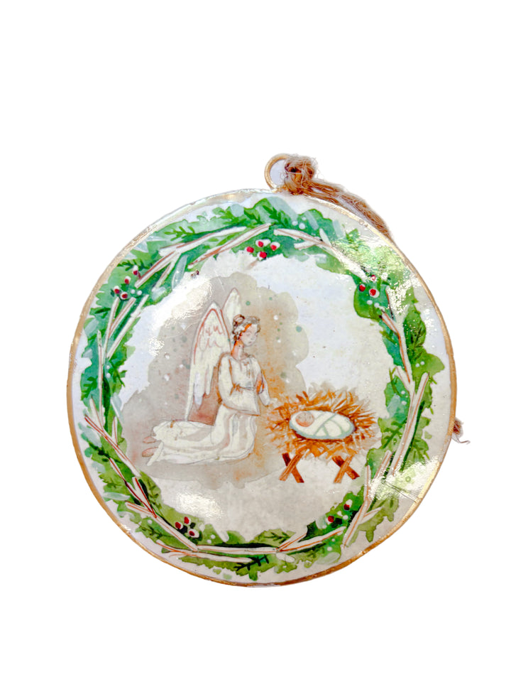 Watercolor Nativity Round Disk Ornament – Holy Family Christmas Ornament | Walker Boutique