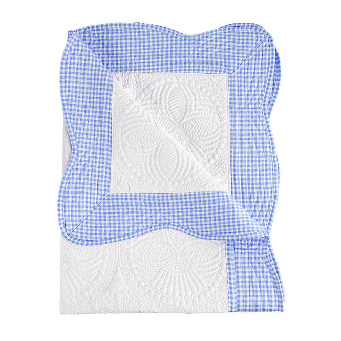 checkered blue trim blanket