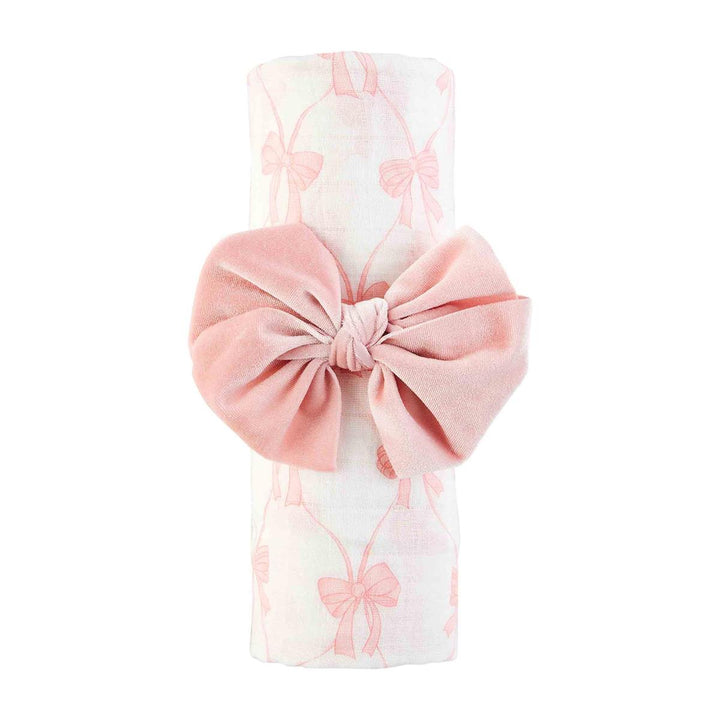 BOW SWADDLE & HEADBAND SET